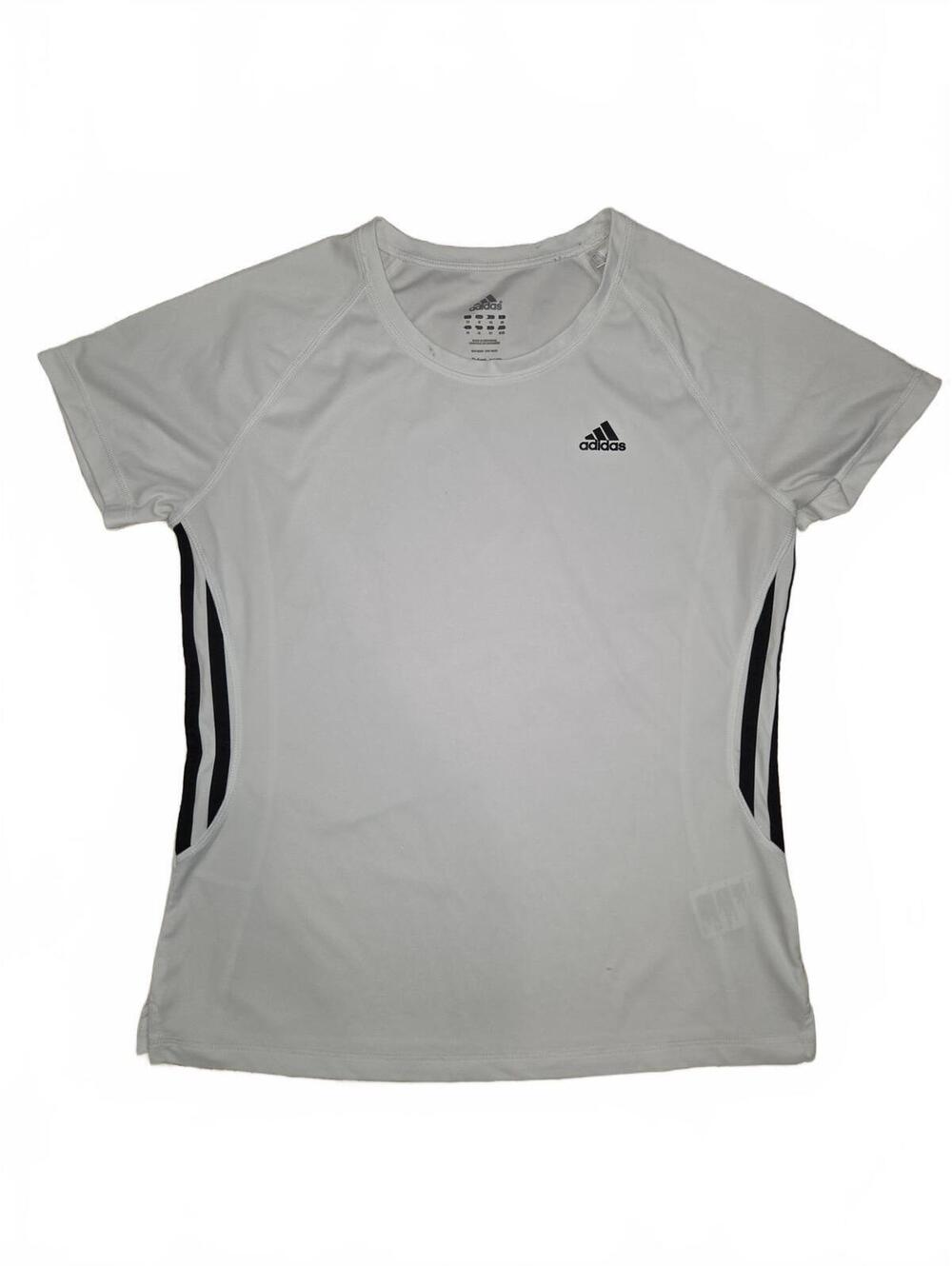Adidas White Black Athletic Activewear Performance T-Shirt Size M